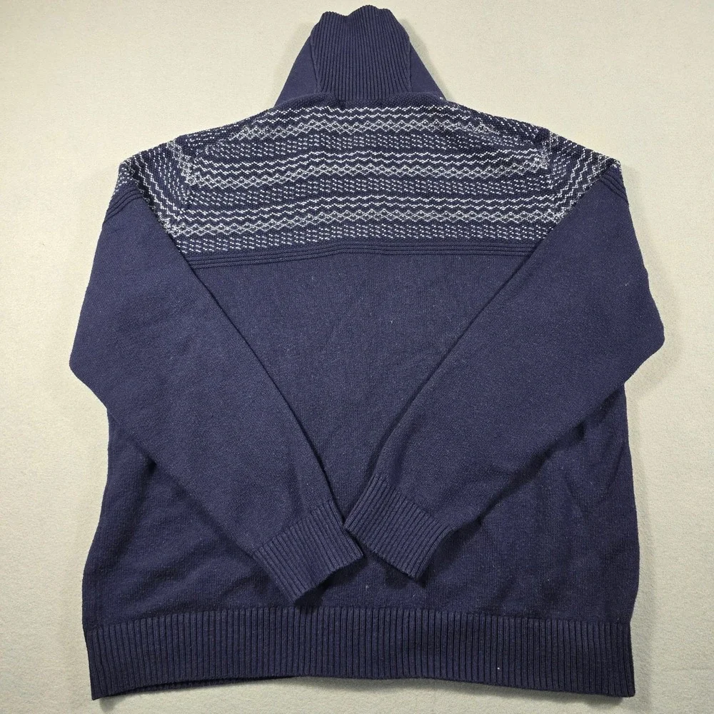 Banana Republic Mens XL Navy Blue Cardigan Sweater Shawl Collar Fair Isle Knit